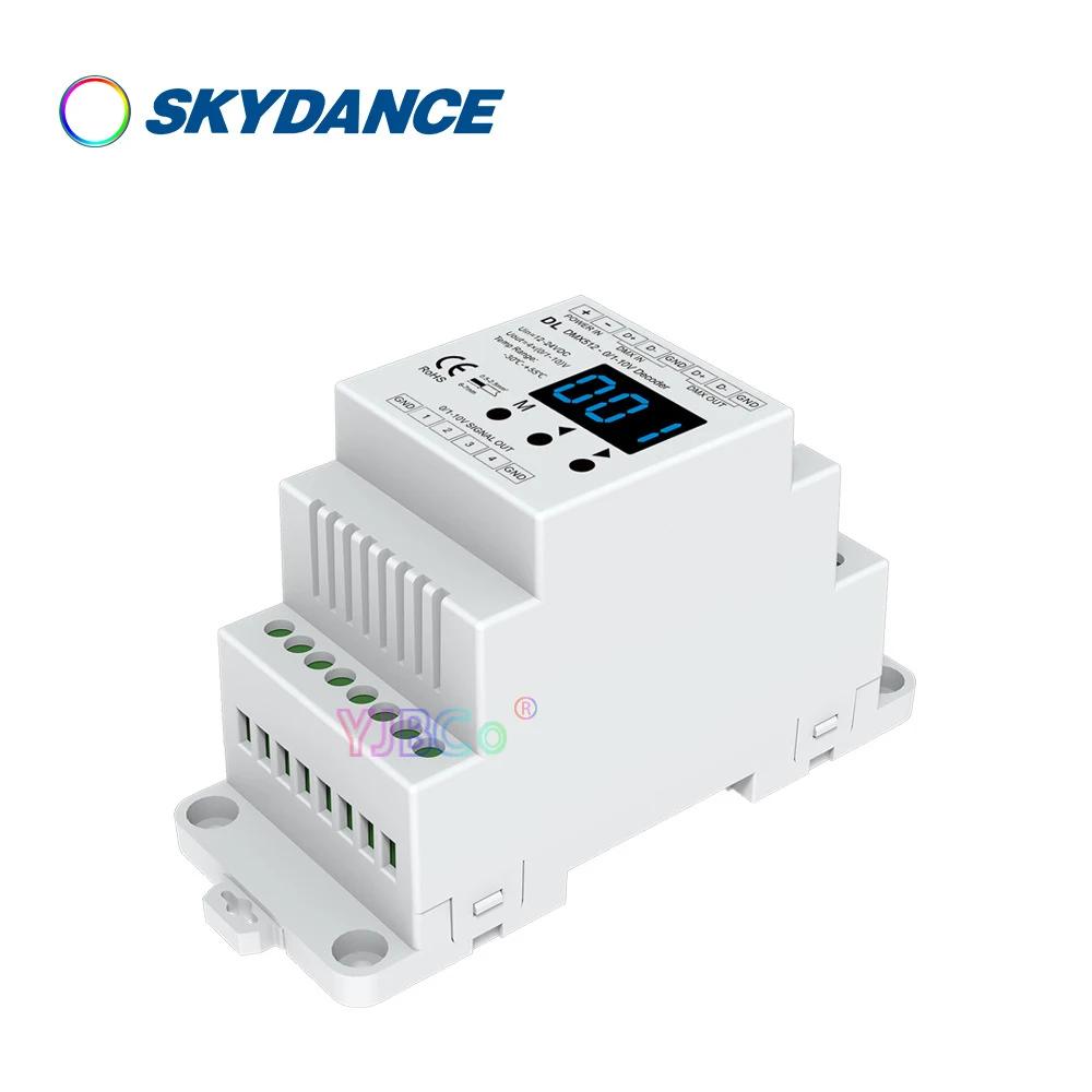 Skydance Din Rail 4 ä DMX 512 to 0-10V , RGB RGBW ܻ , 12V-24V 4CH DMX RDM ȣ ڴ DL, 1-10V